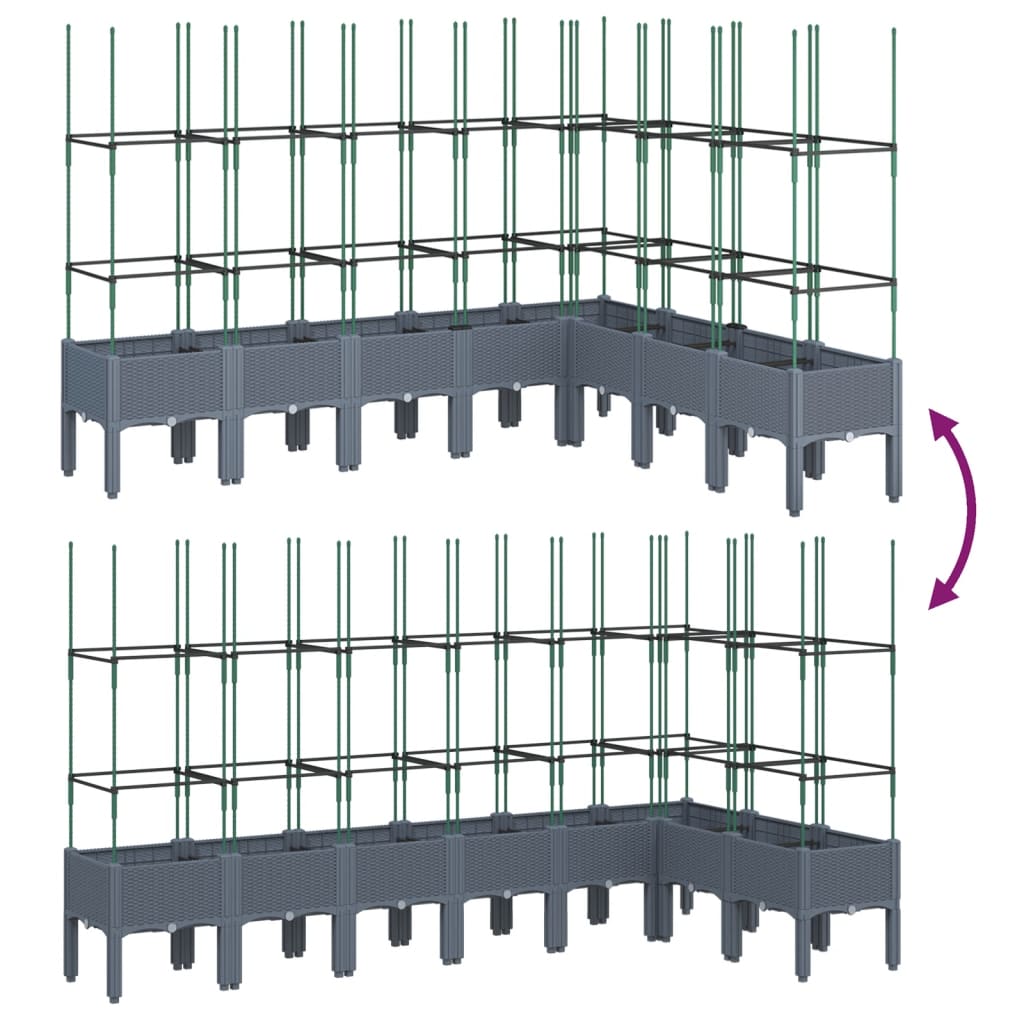 Plantenbak met latwerk 200x160x142,5 cm polypropeen grijs