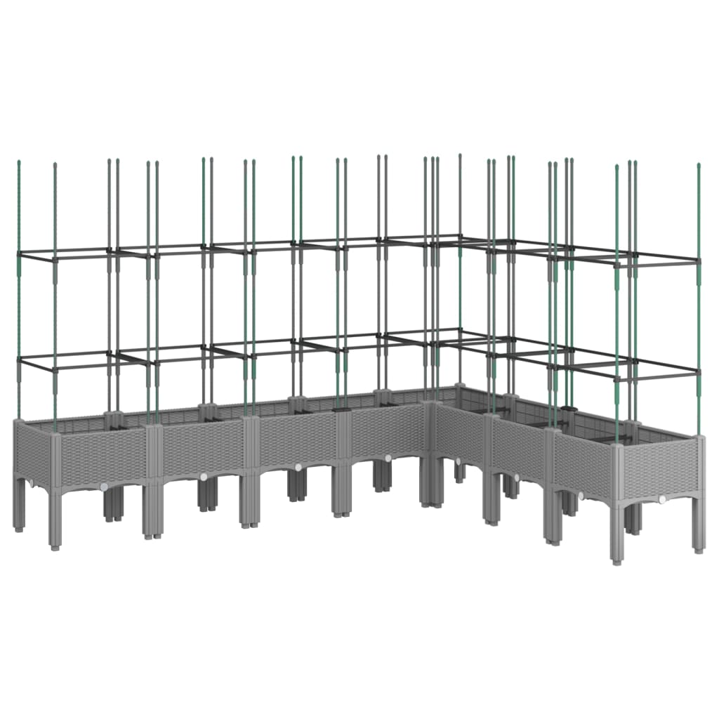 Plantenbak met latwerk 200x160x142,5 cm polypropeen lichtgrijs