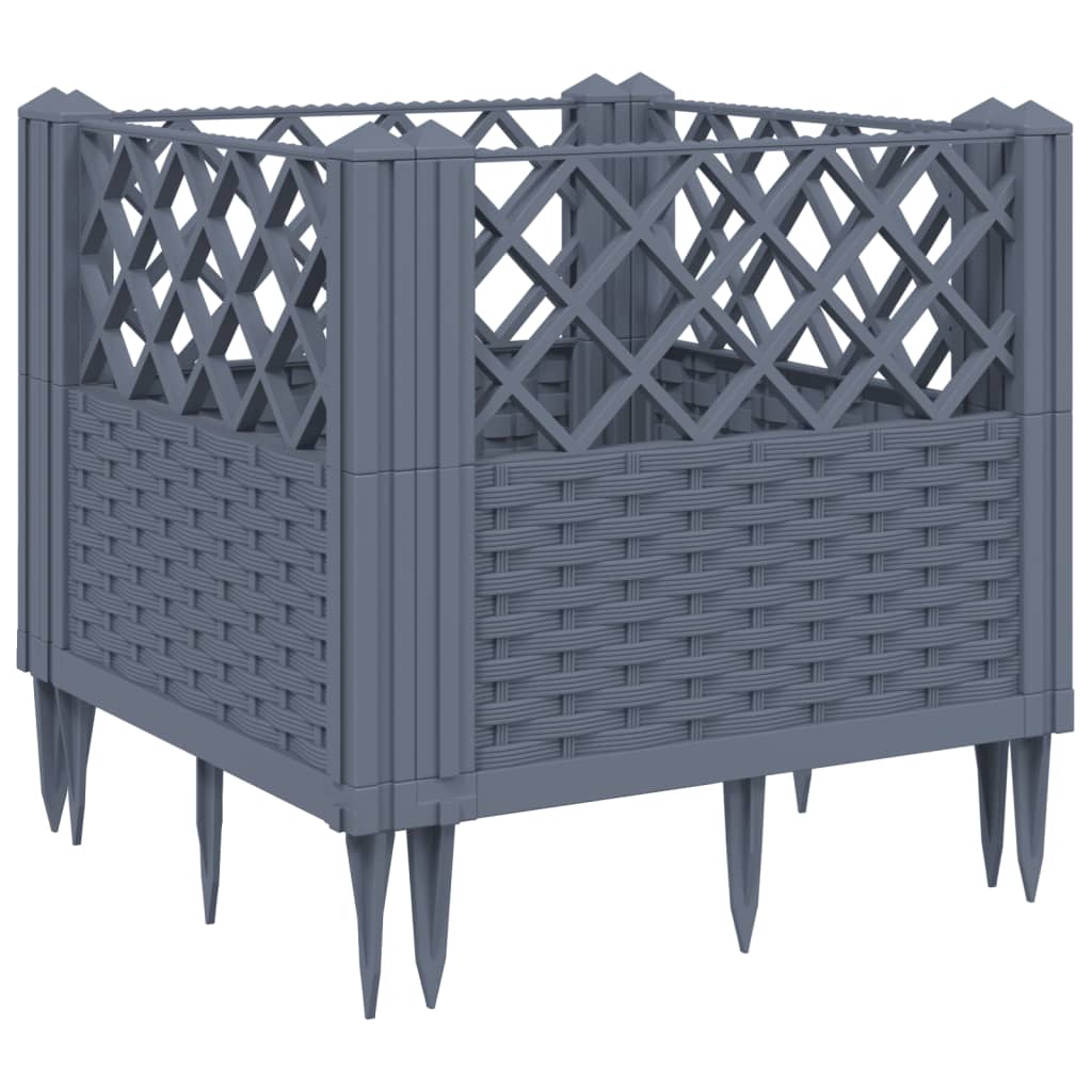 Plantenbak met pinnen 43,5x43,5x43,5 cm polypropeen grijs