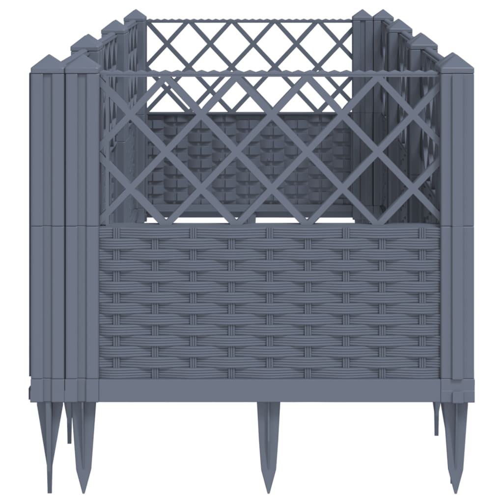 Plantenbak met pinnen 123,5x43,5x43,5 cm polypropeen grijs