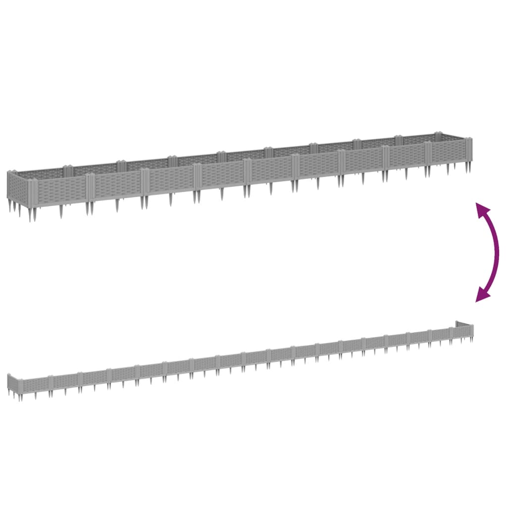 Plantenbak met pinnen 362,5x42,5x28,5 cm polypropeen lichtgrijs