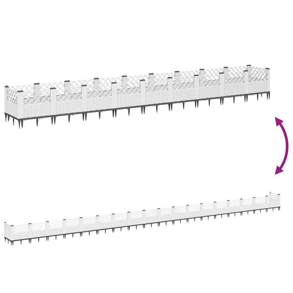 Plantenbak met pinnen 363,5x43,5x43,5 cm polypropeen wit