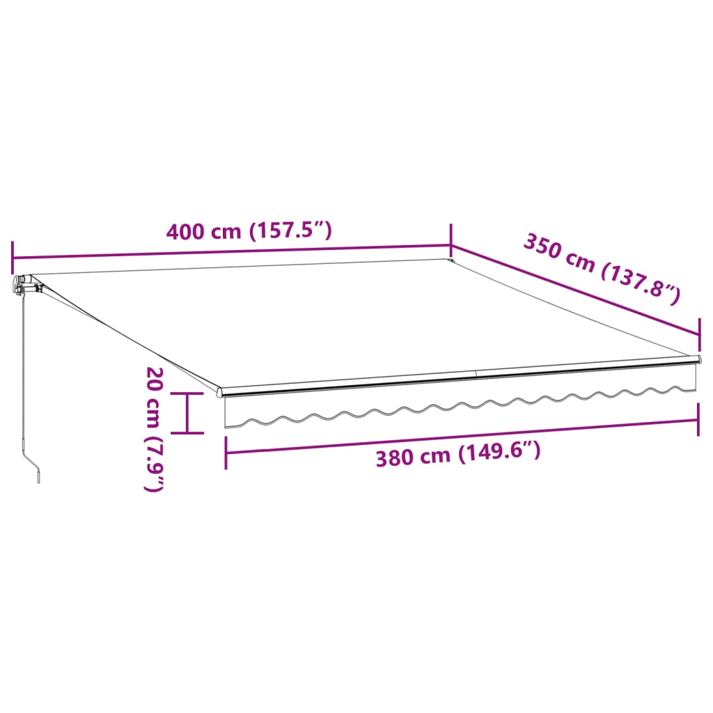 Luifel handmatig uittrekbaar 400x350 cm bordeauxrood