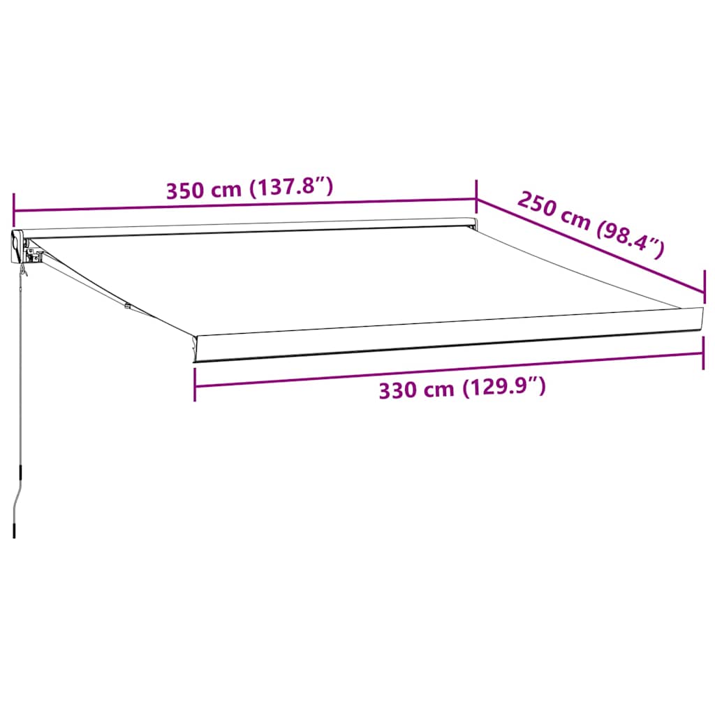 Luifel handmatig uittrekbaar 350x250 cm bordeauxrood