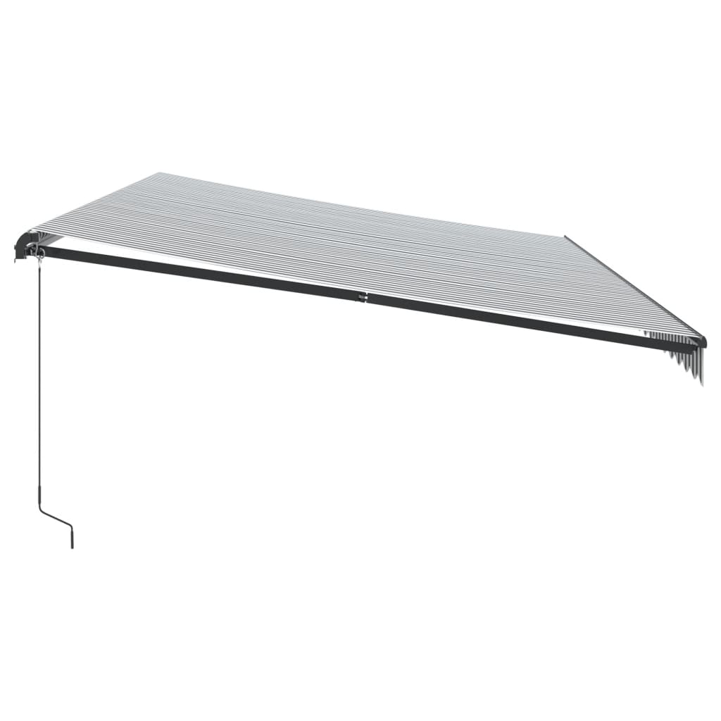 Luifel handmatig uittrekbaar en LED 600x350 cm antraciet en wit