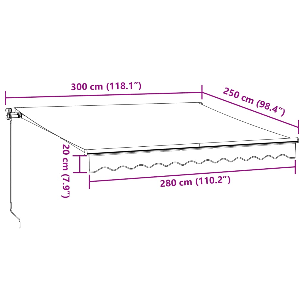 Luifel handmatig uittrekbaar 300x250 cm antraciet en wit