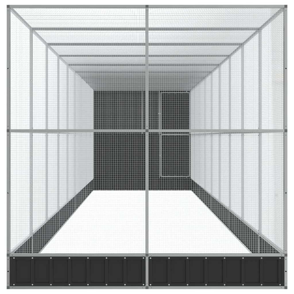 Volière met verlengstuk 1037x203x216 cm staal zilverkleurig