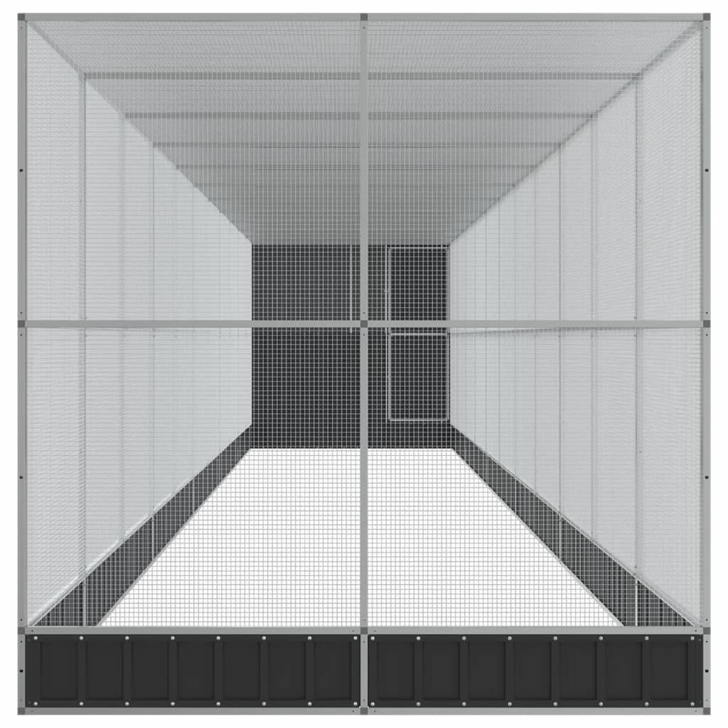 Volière met verlengstuk 1244x203x216 cm staal zilverkleurig