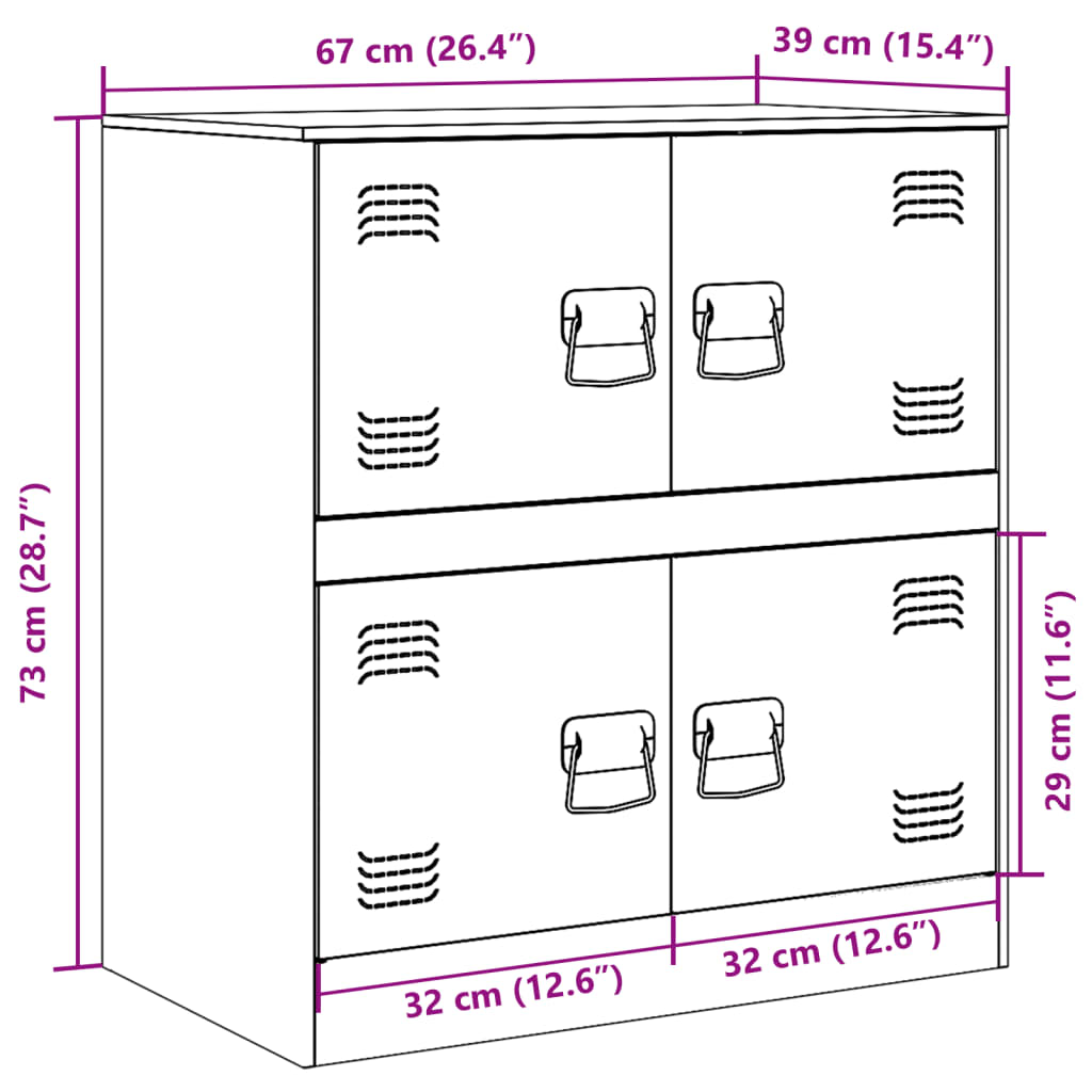 Dressoir 67x39x73 cm staal olijfgroen