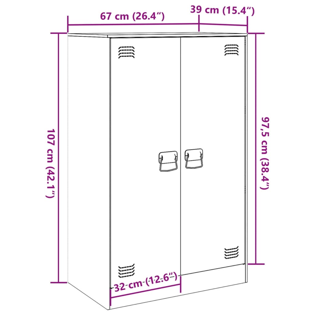 Dressoir 67x39x107 cm staal roze