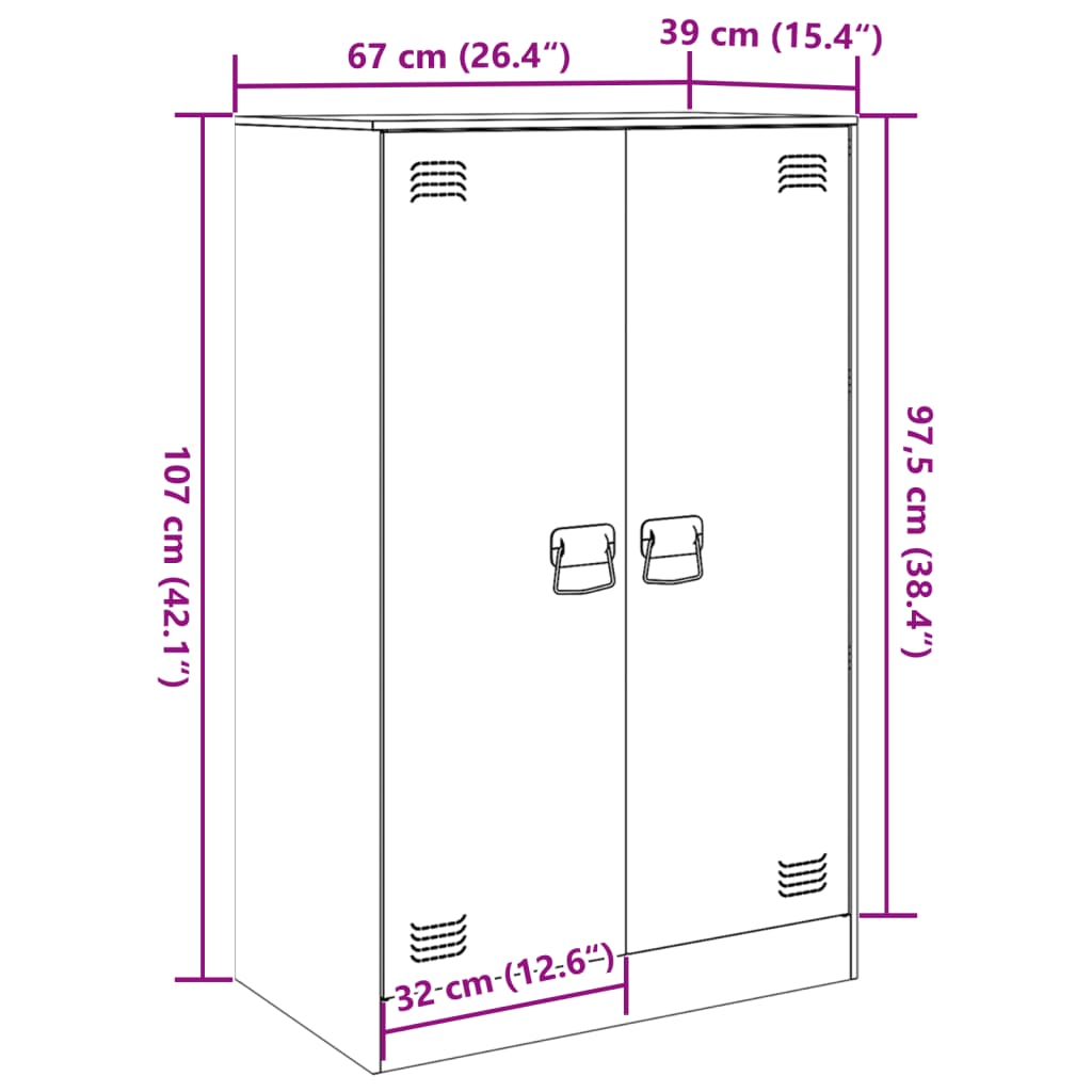 Dressoir 67x39x107 cm staal olijfgroen