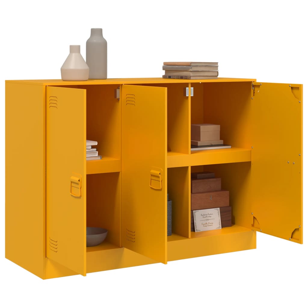 Dressoir 99x39x73 cm staal mosterdgeel