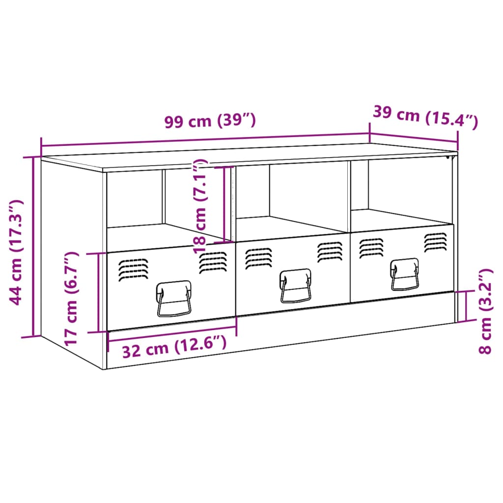 Tv-meubel 99x39x44 cm staal zwart