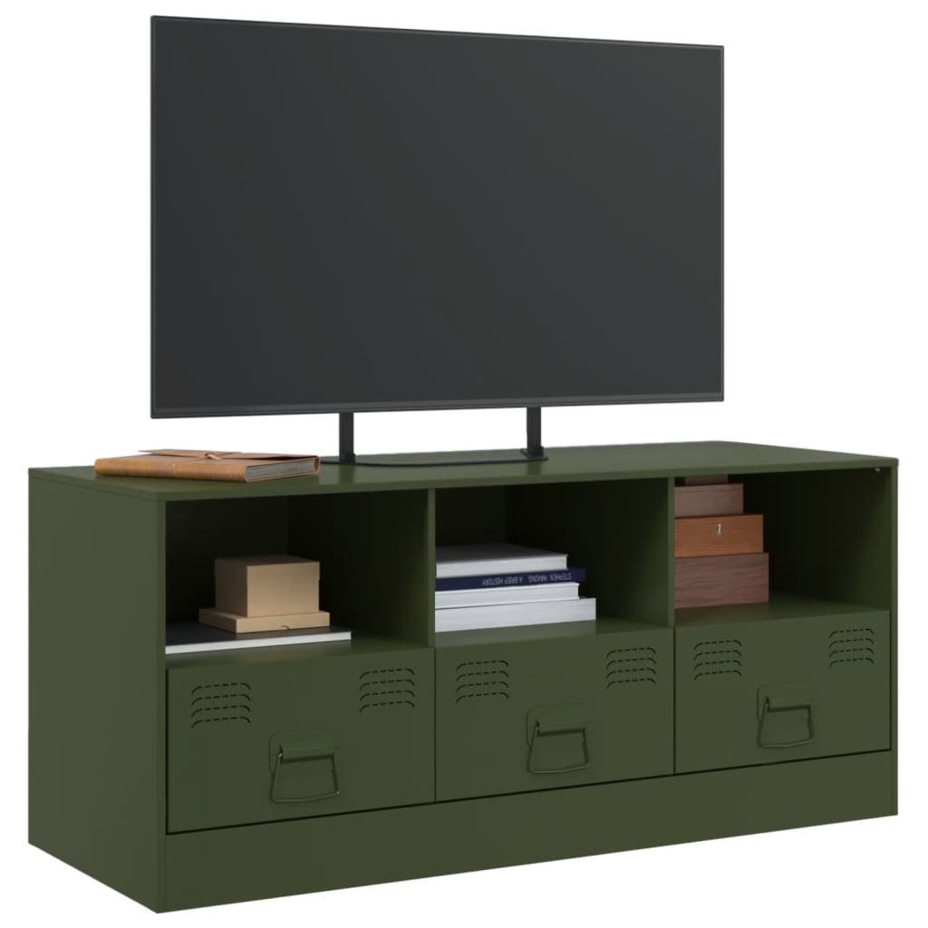 Tv-meubel 99x39x44 cm staal olijfgroen