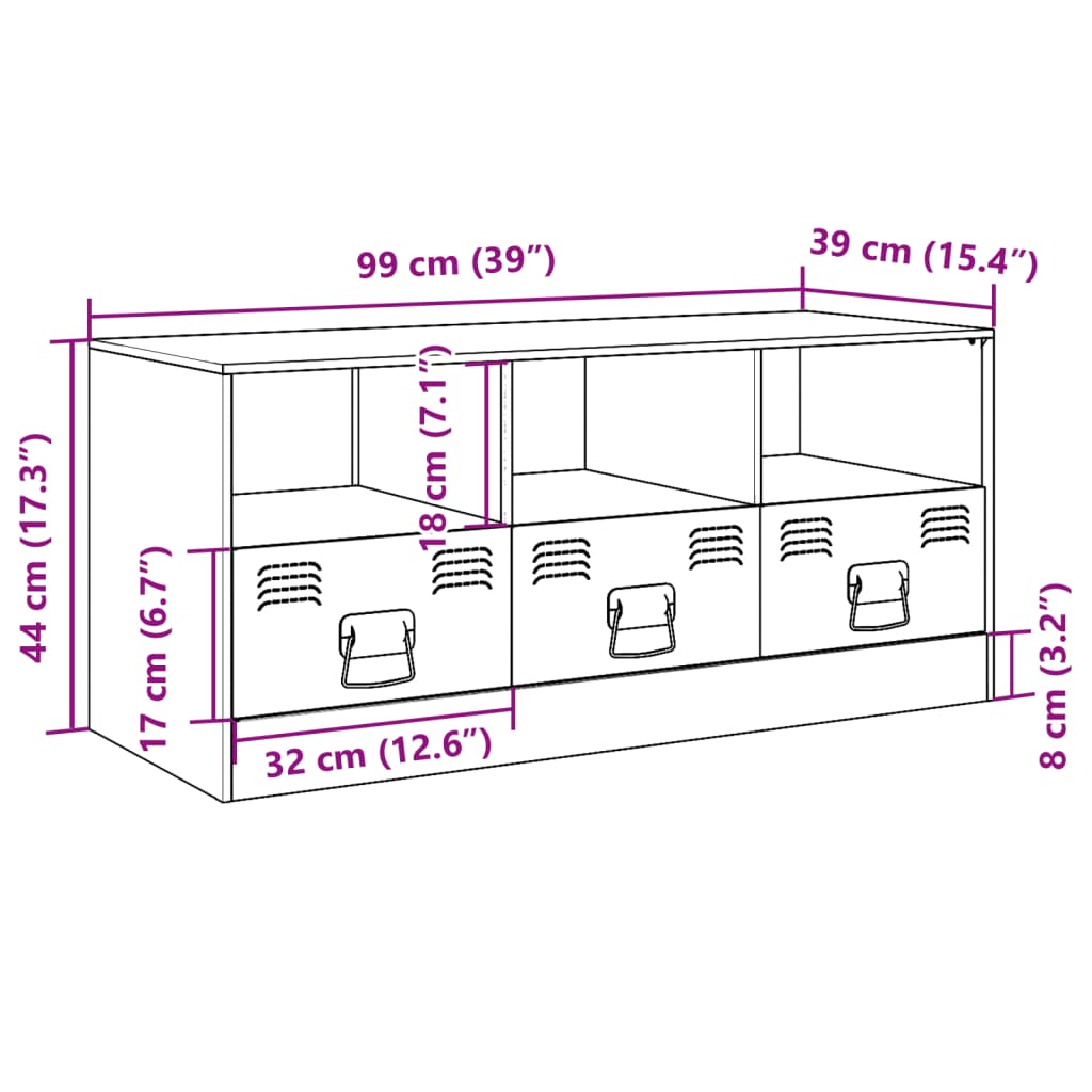 Tv-meubel 99x39x44 cm staal wit