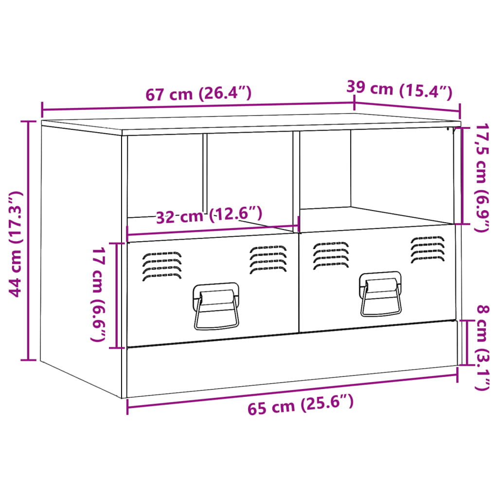 Tv-meubel 67x39x44 cm staal zwart