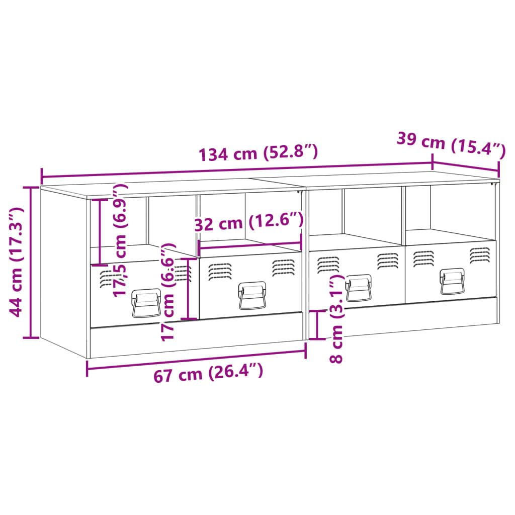 Tv-meubelen 2 st 67x39x44 cm staal antracietkleurig