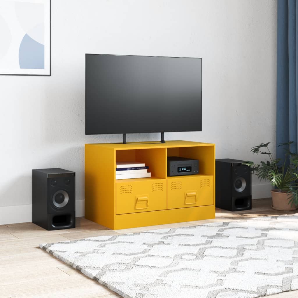 Tv-meubel 67x39x44 cm staal mosterdgeel