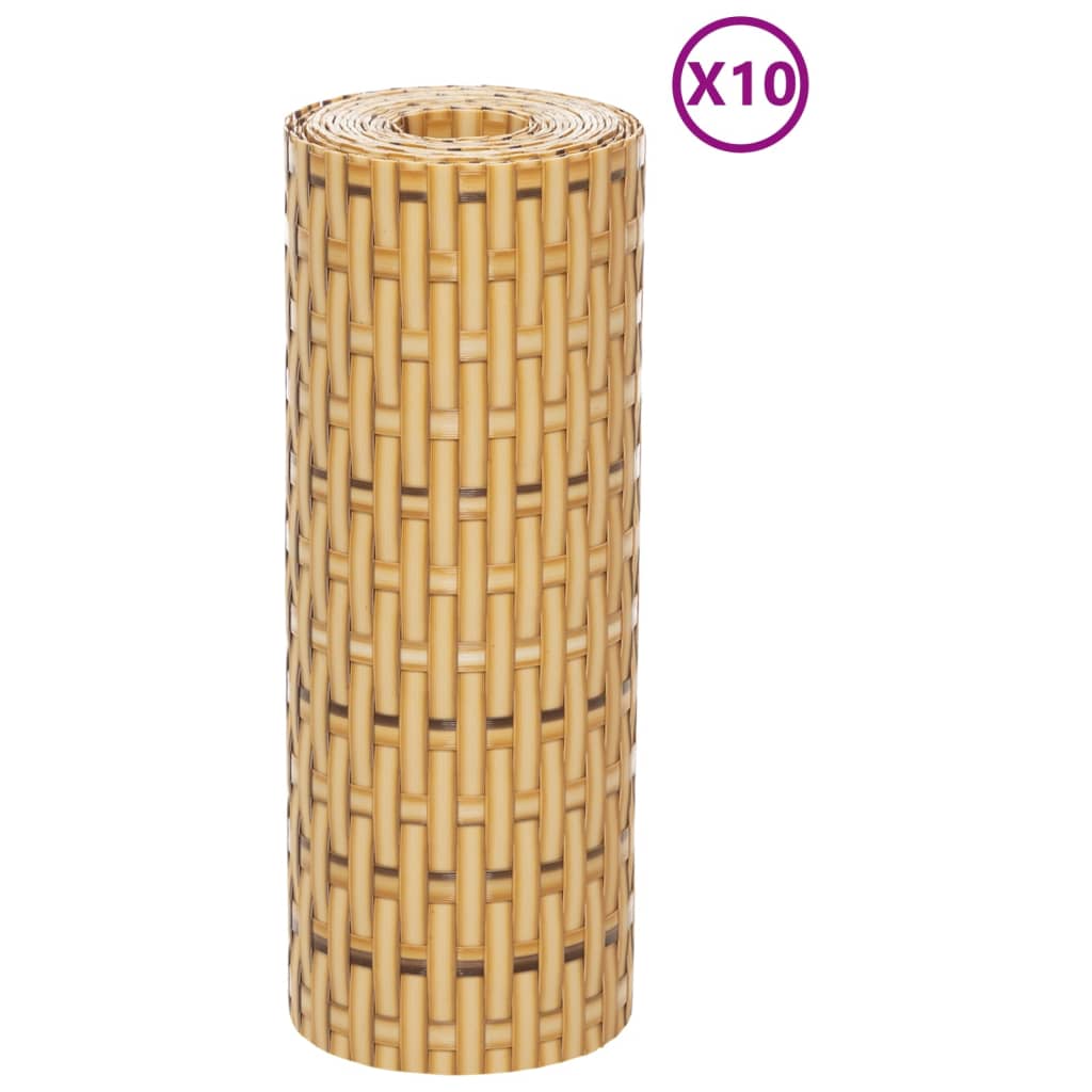 Balkonschermen 10 st 255x19 cm poly rattan lichtbruin