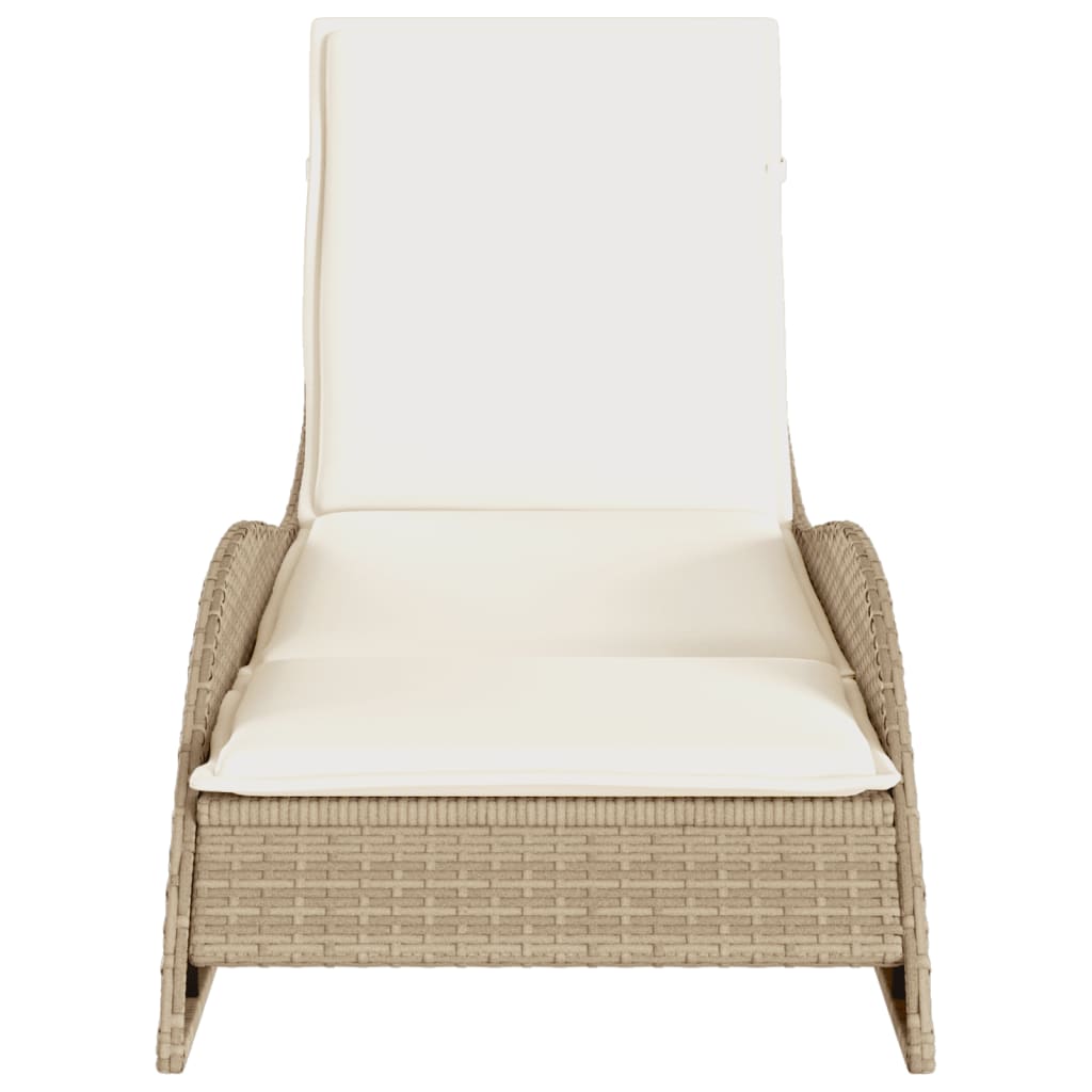 Ligbed met kussen 60x205x73 cm poly rattan beige