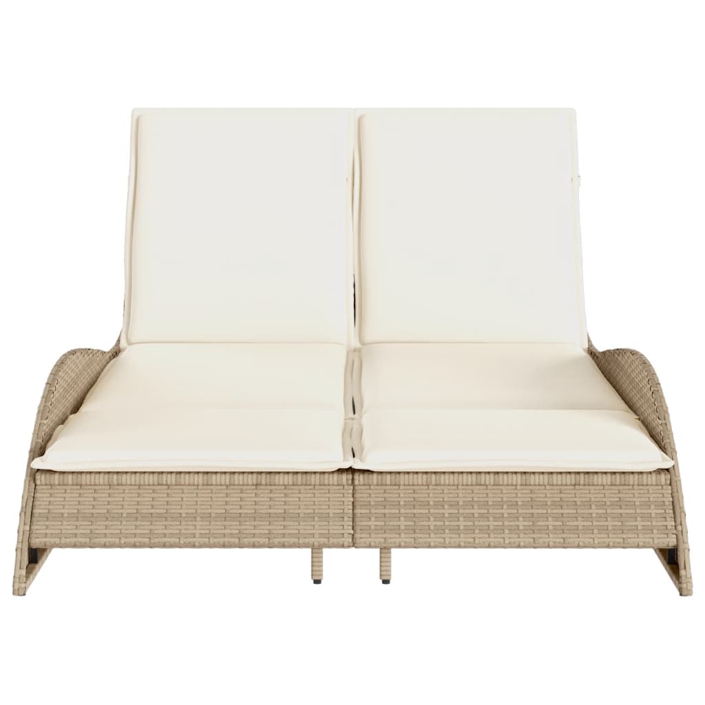 Ligbed met kussens 114x205x73 cm poly rattan beige