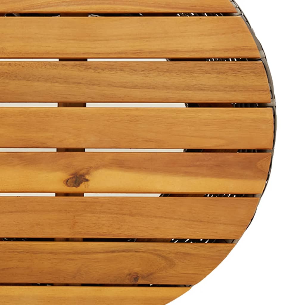 Tuinbijzettafel trommelvormig poly rattan en massief hout grijs