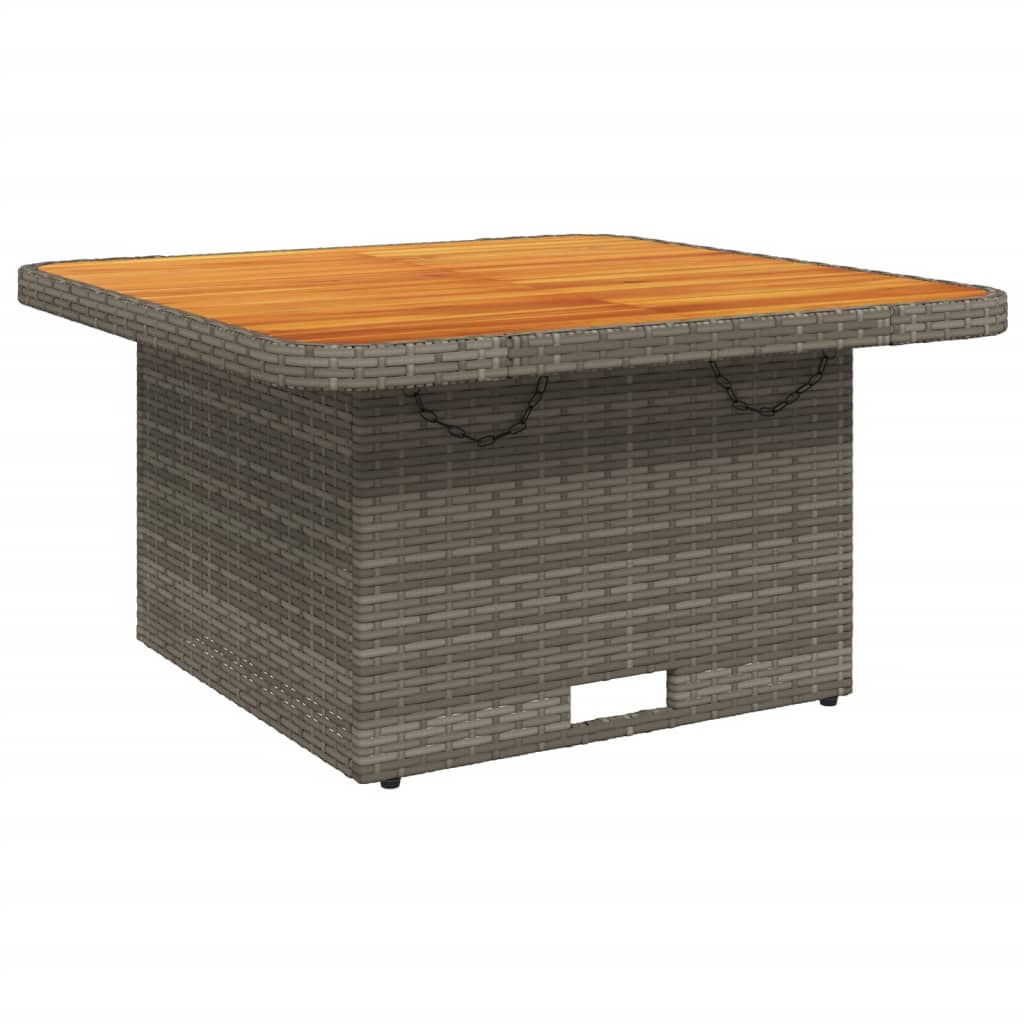 Tuintafel Poly Rattan En Acaciahout 80 x 80 x 71 cm Grijs