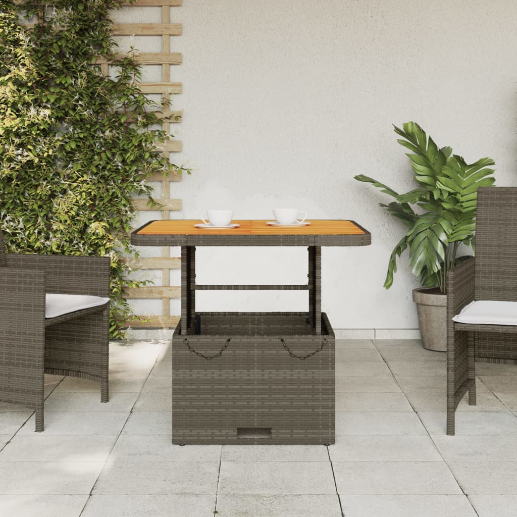 Tuintafel Poly Rattan En Acaciahout 80 x 80 x 71 cm Grijs