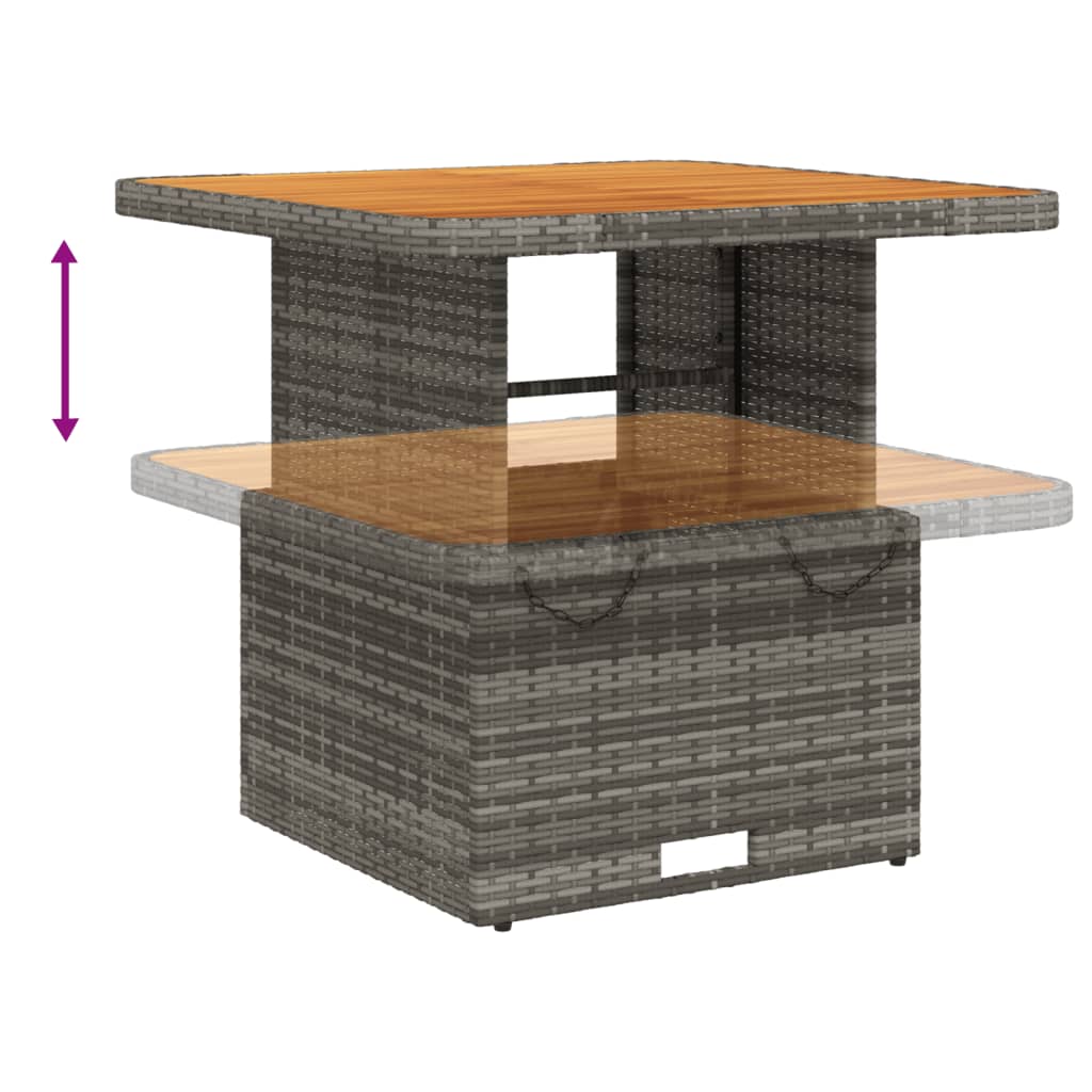 Tuintafel Poly Rattan En Acaciahout 80 x 80 x 71 cm Grijs