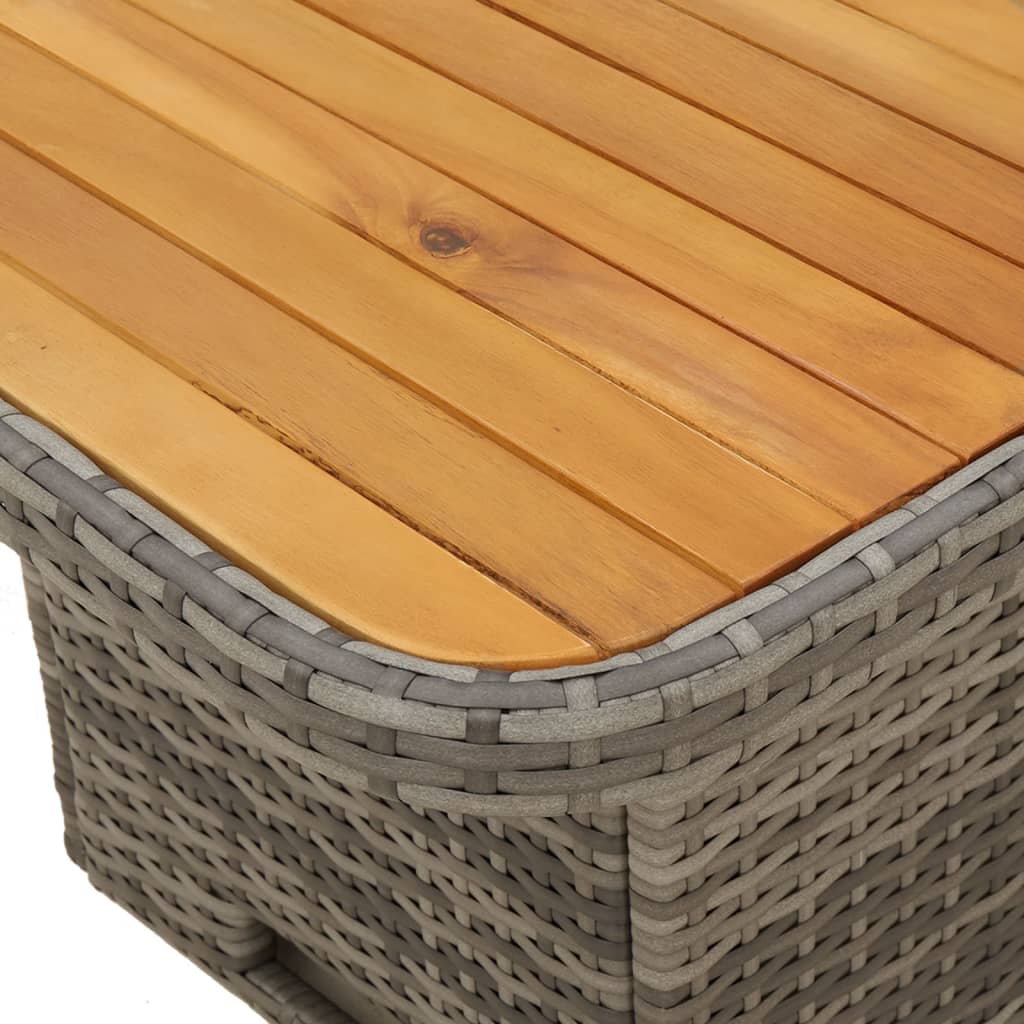 Tuintafel Poly Rattan En Acaciahout 80 x 80 x 71 cm Grijs