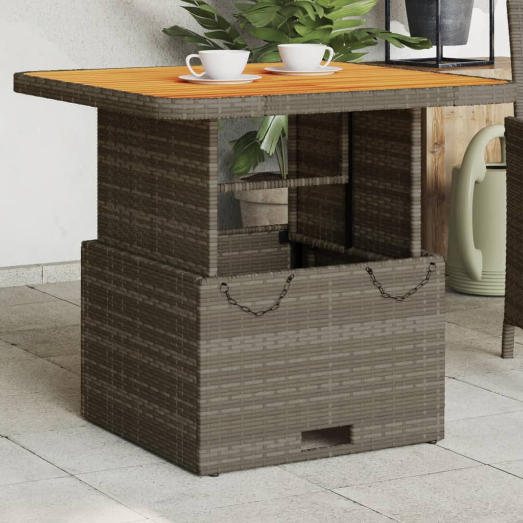 Tuintafel Poly Rattan En Acaciahout 80 x 80 x 71 cm Grijs