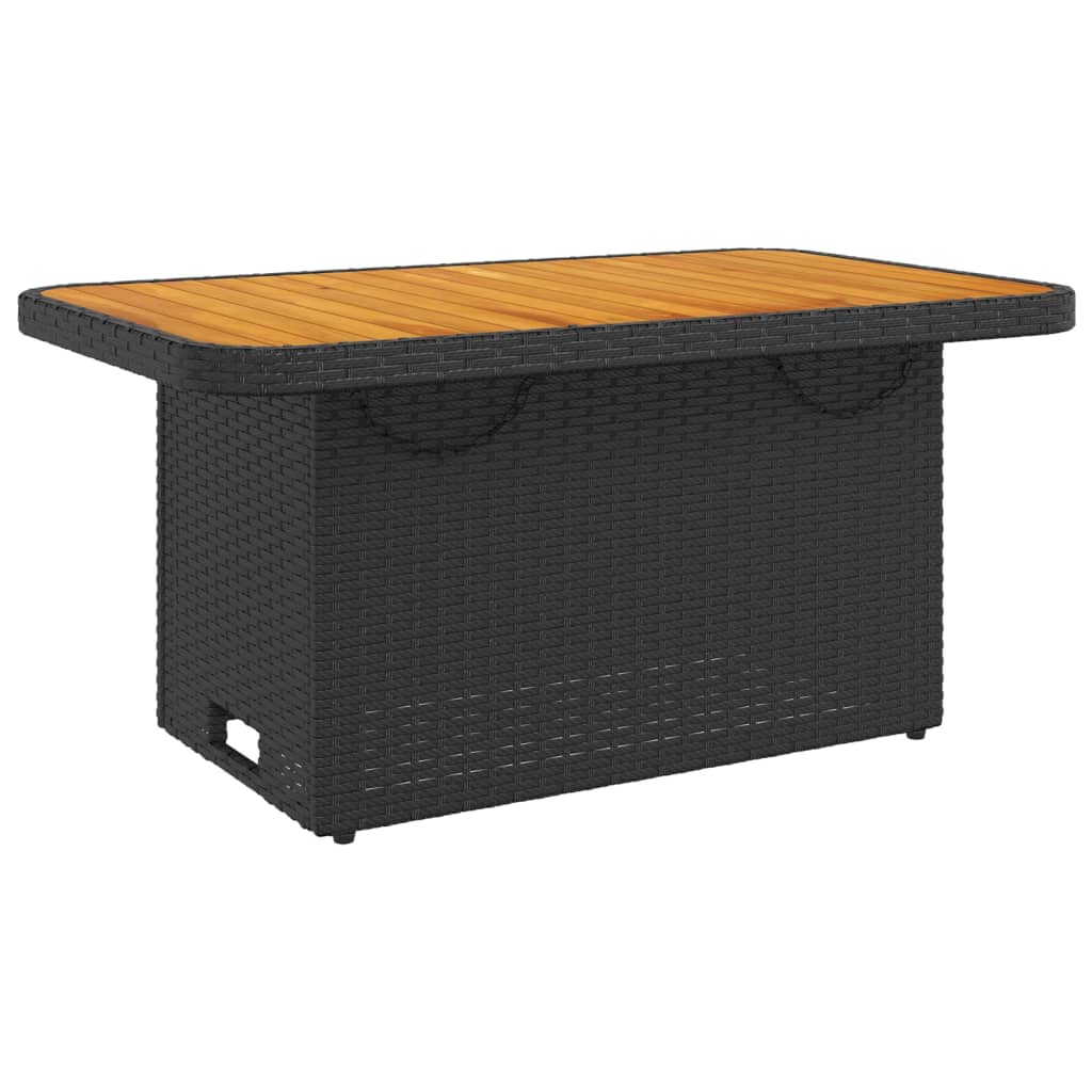 Tuintafel Poly Rattan En Massief Acaciahout 90 x 55 x 71 cm Zwart