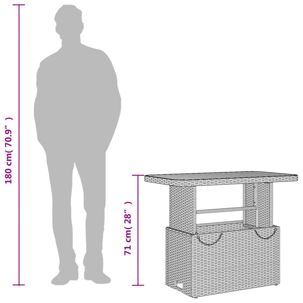 Tuintafel Poly Rattan En Massief Acaciahout 90 x 55 x 71 cm Zwart