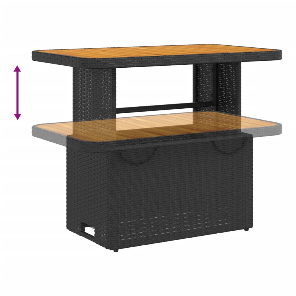 Tuintafel Poly Rattan En Massief Acaciahout 90 x 55 x 71 cm Zwart