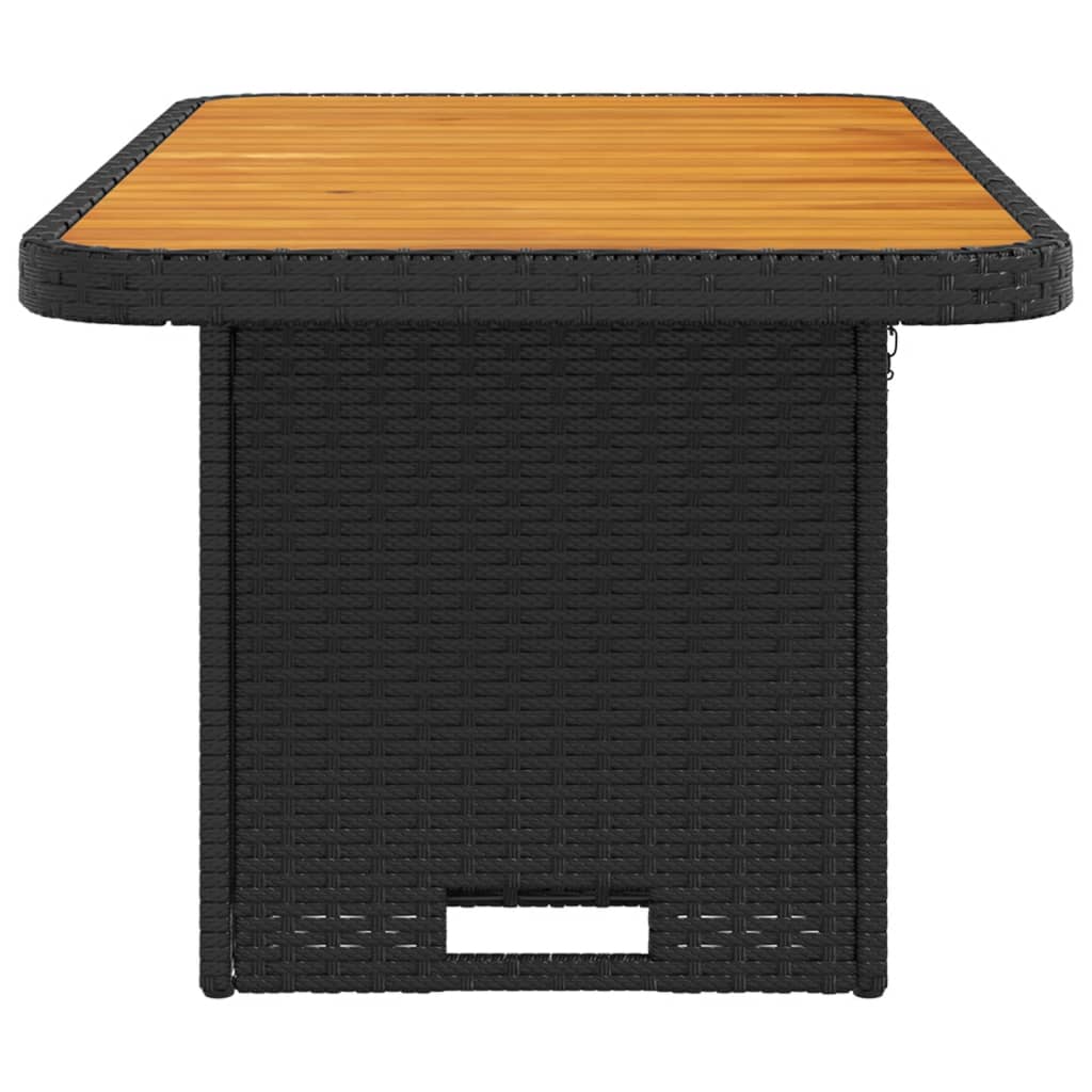 Tuintafel Poly Rattan En Massief Acaciahout 90 x 55 x 71 cm Zwart