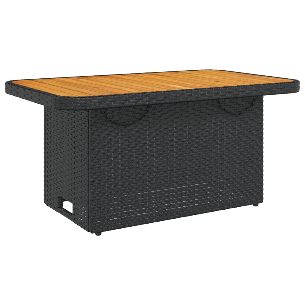 Tuintafel Poly Rattan En Massief Acaciahout 90 x 55 x 71 cm Zwart