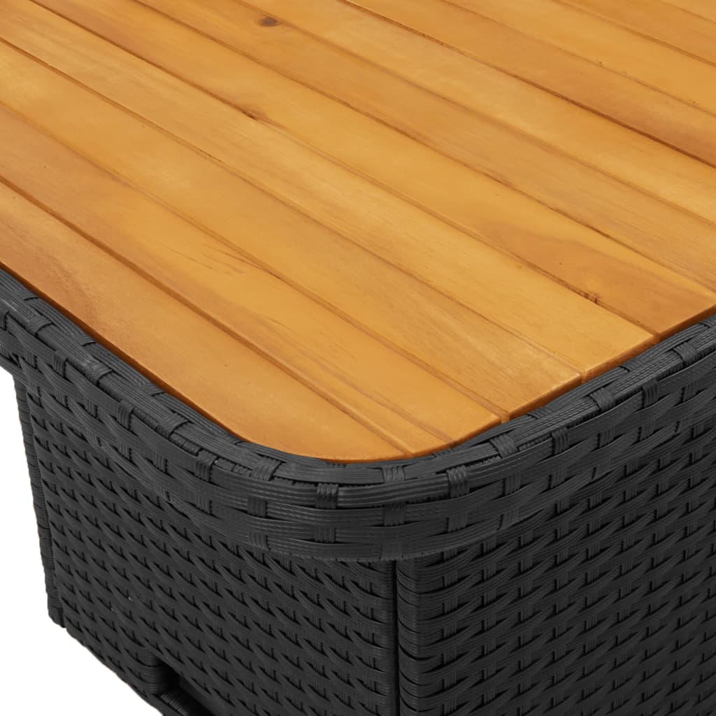 Tuintafel Poly Rattan En Massief Acaciahout 90 x 55 x 71 cm Zwart