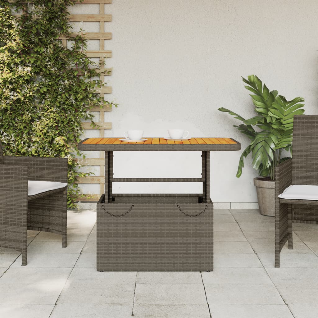 Tuintafel Poly Rattan En Acaciahout 90 x 55 x 71 cm Grijs