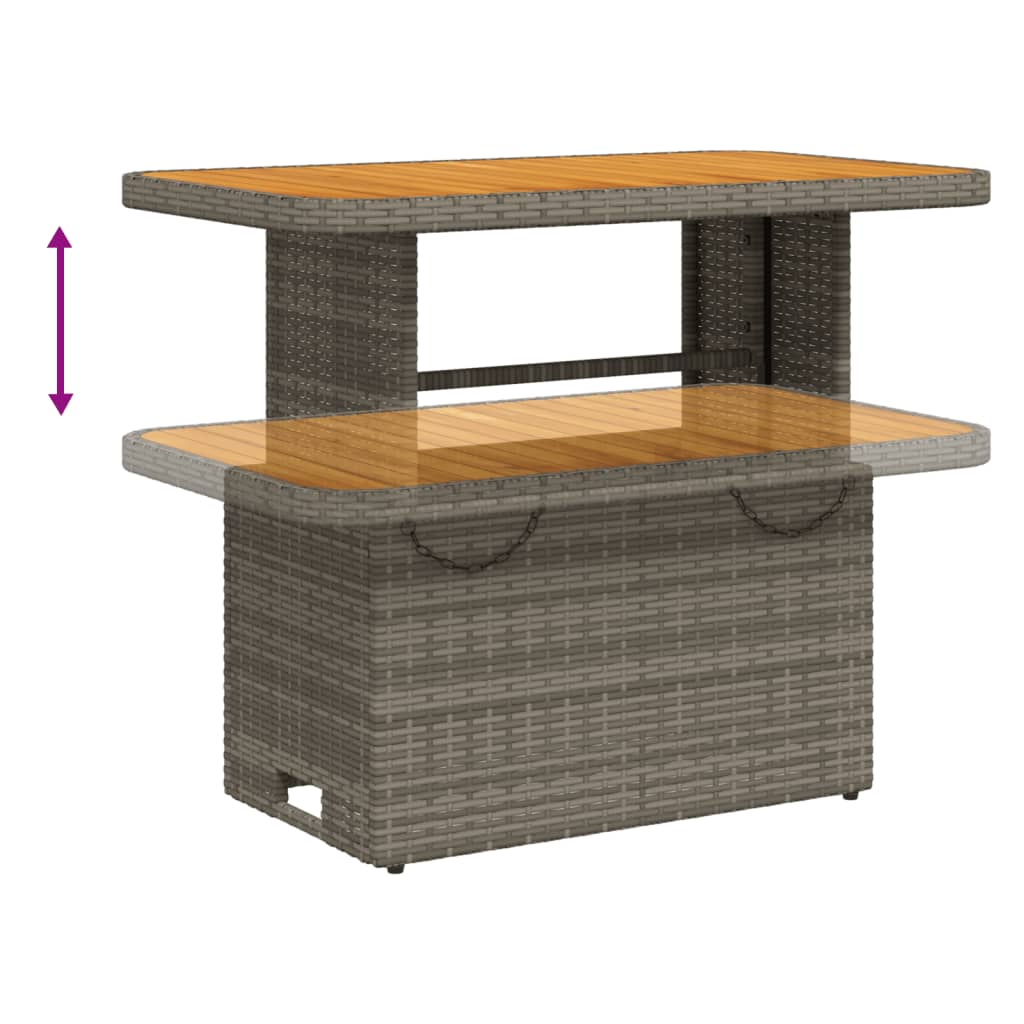 Tuintafel Poly Rattan En Acaciahout 90 x 55 x 71 cm Grijs