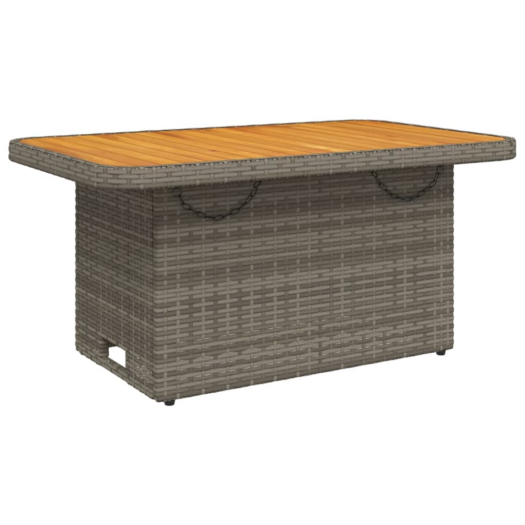 Tuintafel Poly Rattan En Acaciahout 90 x 55 x 71 cm Grijs