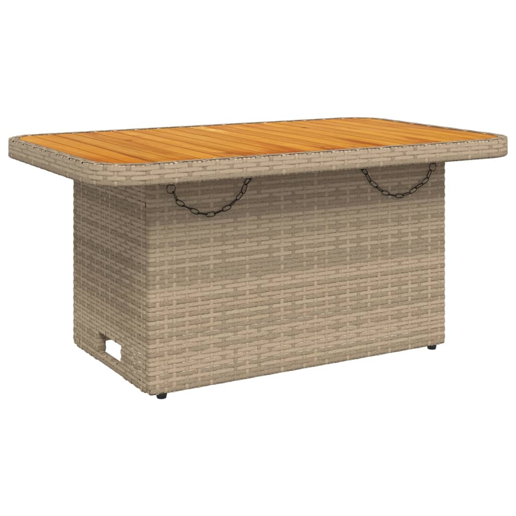 Tuintafel Poly Rattan En Acaciahout 90 x 55 x 71 cm Beige