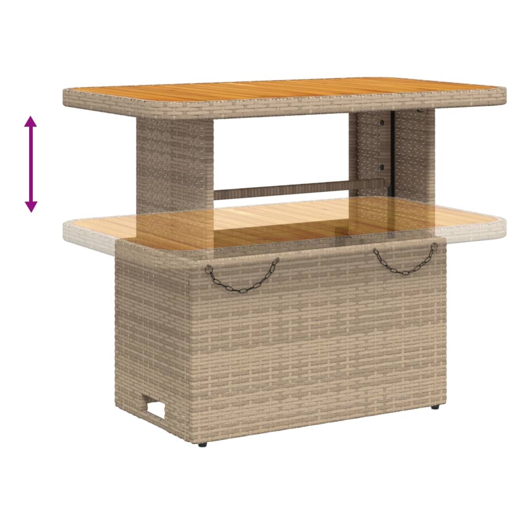 Tuintafel Poly Rattan En Acaciahout 90 x 55 x 71 cm Beige