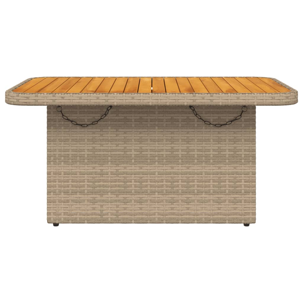 Tuintafel Poly Rattan En Acaciahout 90 x 55 x 71 cm Beige