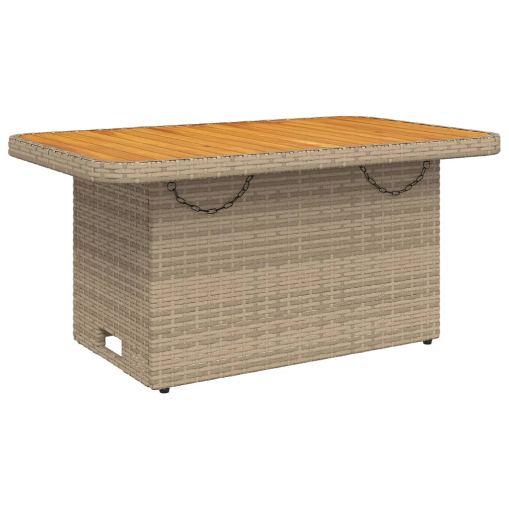 Tuintafel Poly Rattan En Acaciahout 90 x 55 x 71 cm Beige