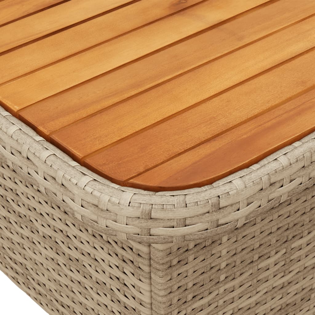 Tuintafel Poly Rattan En Acaciahout 90 x 55 x 71 cm Beige