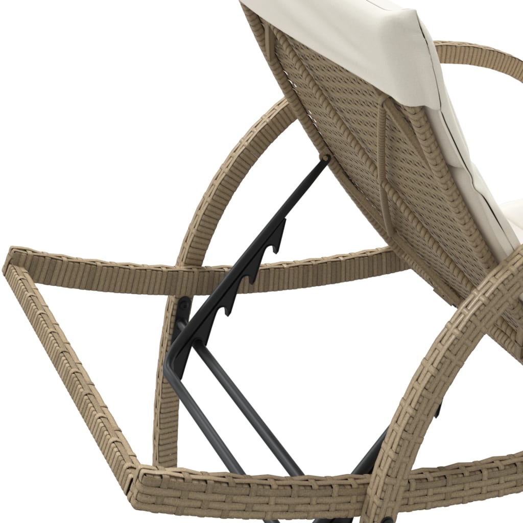 Ligbed met kussen 60x199x42 cm poly rattan beige