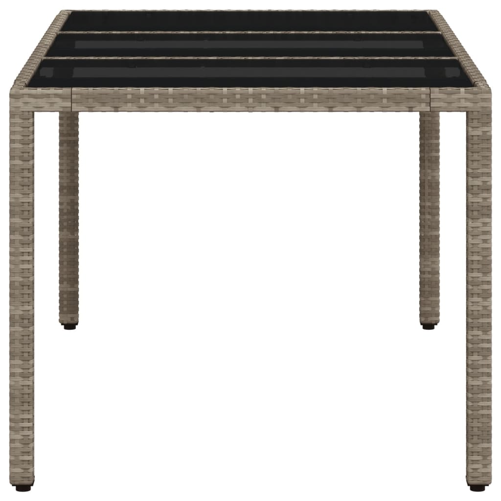 Tuintafel Met Glazen Blad 150X90X75 Cm Poly Rattan Lichtgrijs