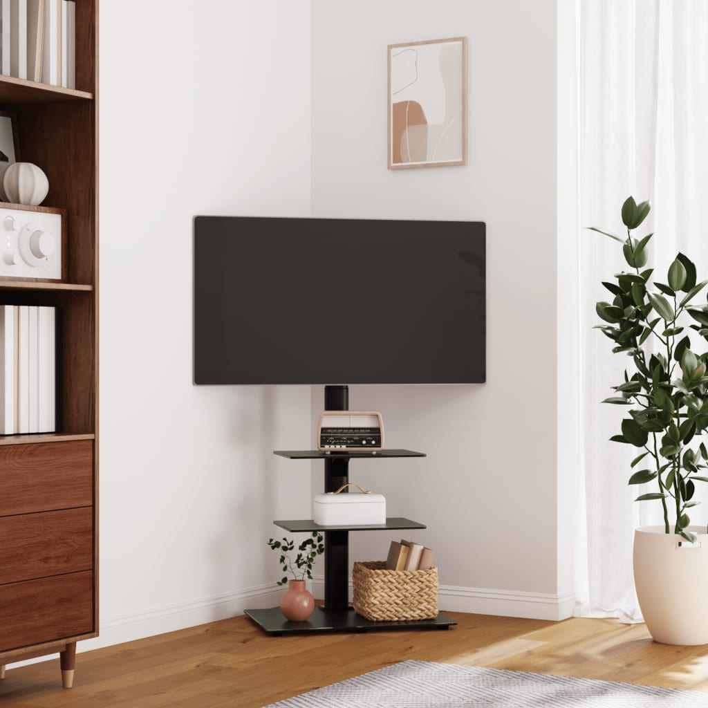 Tv-standaard hoekmodel 3-laags voor 32-65 inch zwart