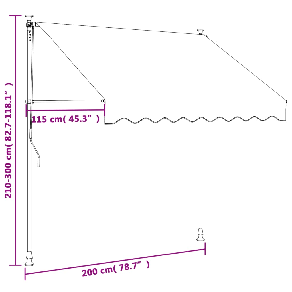 Luifel uittrekbaar 200x150 cm stof en staal antracietkleurig