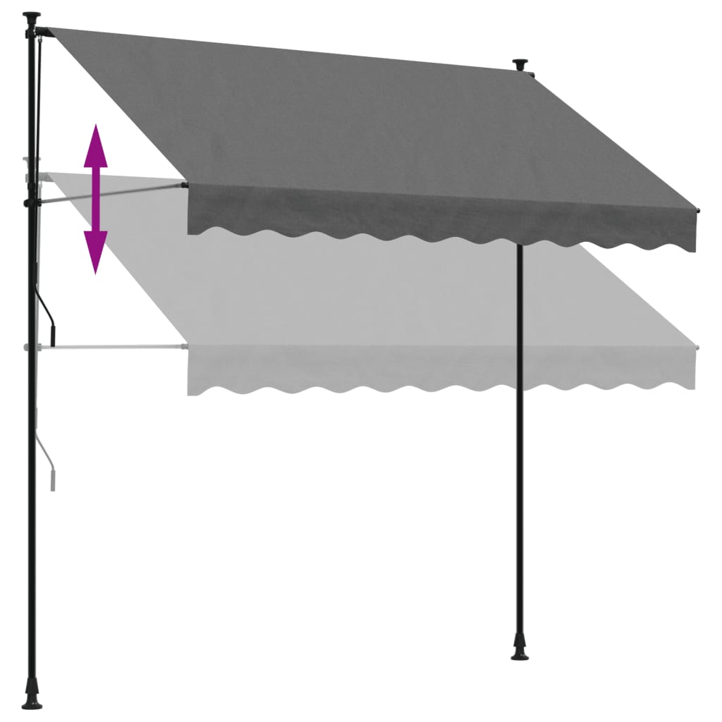 Luifel uittrekbaar 250x150 cm stof en staal antracietkleurig